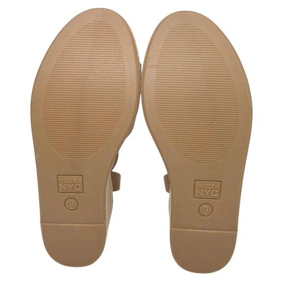 Madden NYC Wedge Sandals Strappy Womens Size 6-11 Beige Adjustable Buckle Strap - Picture 10 of 11